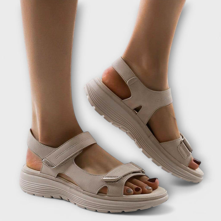 Damen Orthopädische Klettverschluss-Sandalen Fußgewölbestütze - Beige