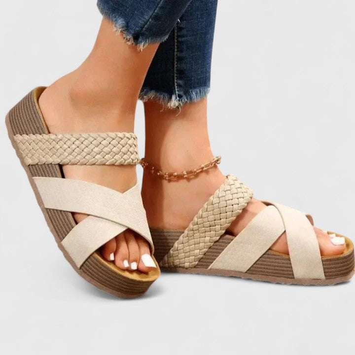 Damen Orthopädische Komfort-Sandalen Plateau Geflochtene Riemen - Weiß
