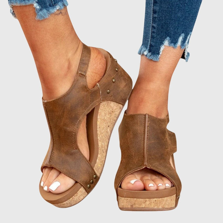 Damen Orthopädische Kork-Keilabsatz Slingback Comfortable Sandals