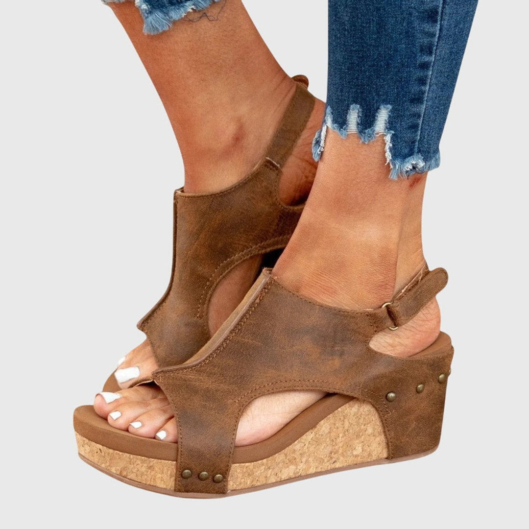 Damen Orthopädische Kork-Keilabsatz Slingback Comfortable Sandals