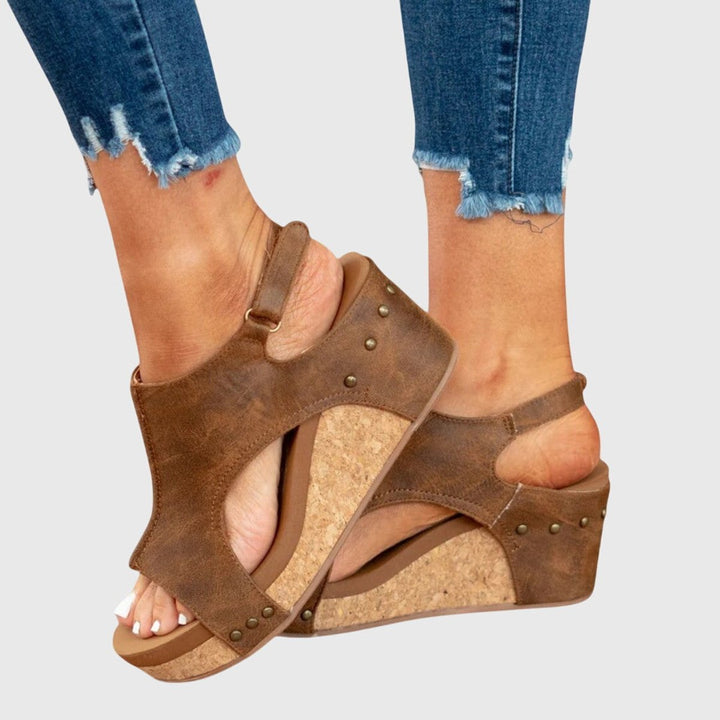 Damen Orthopädische Kork-Keilabsatz Slingback Comfortable Sandals