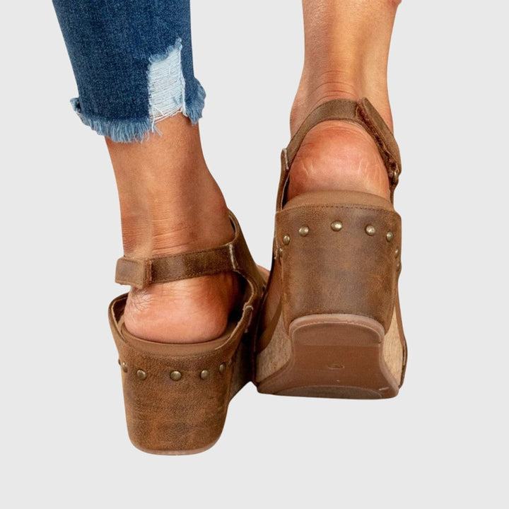 Damen Orthopädische Kork-Keilabsatz Slingback Comfortable Sandals