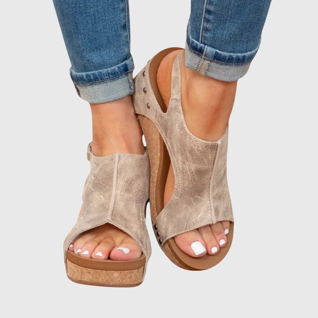 Damen Orthopädische Kork-Keilabsatz Slingback Comfortable Sandals