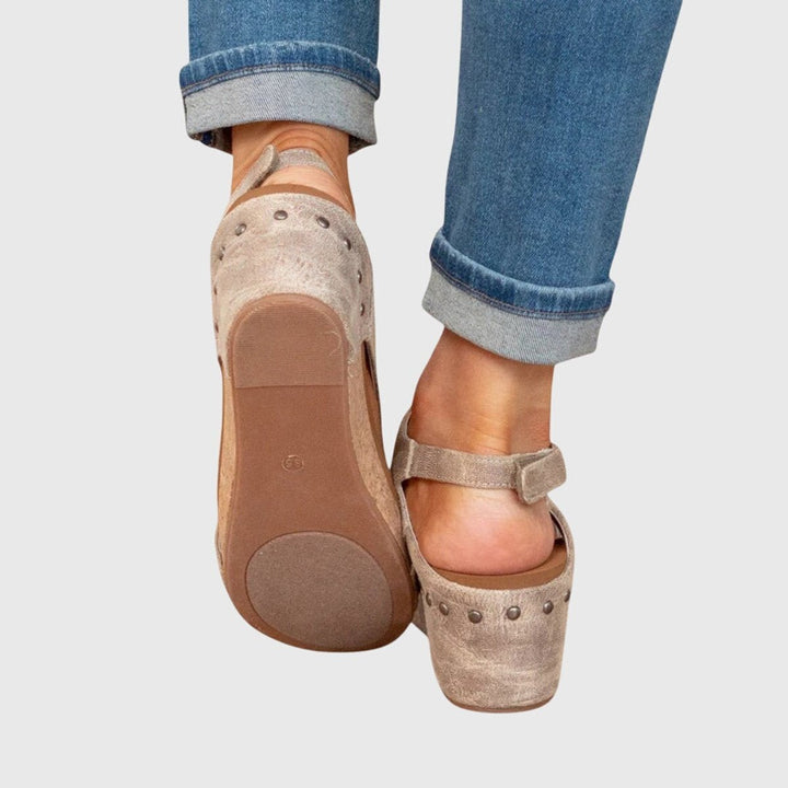 Damen Orthopädische Kork-Keilabsatz Slingback Comfortable Sandals