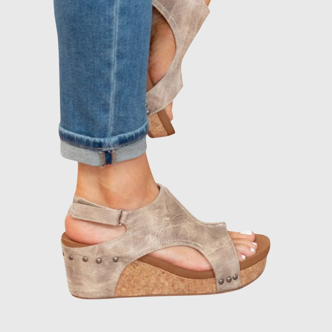 Damen Orthopädische Kork-Keilabsatz Slingback Comfortable Sandals