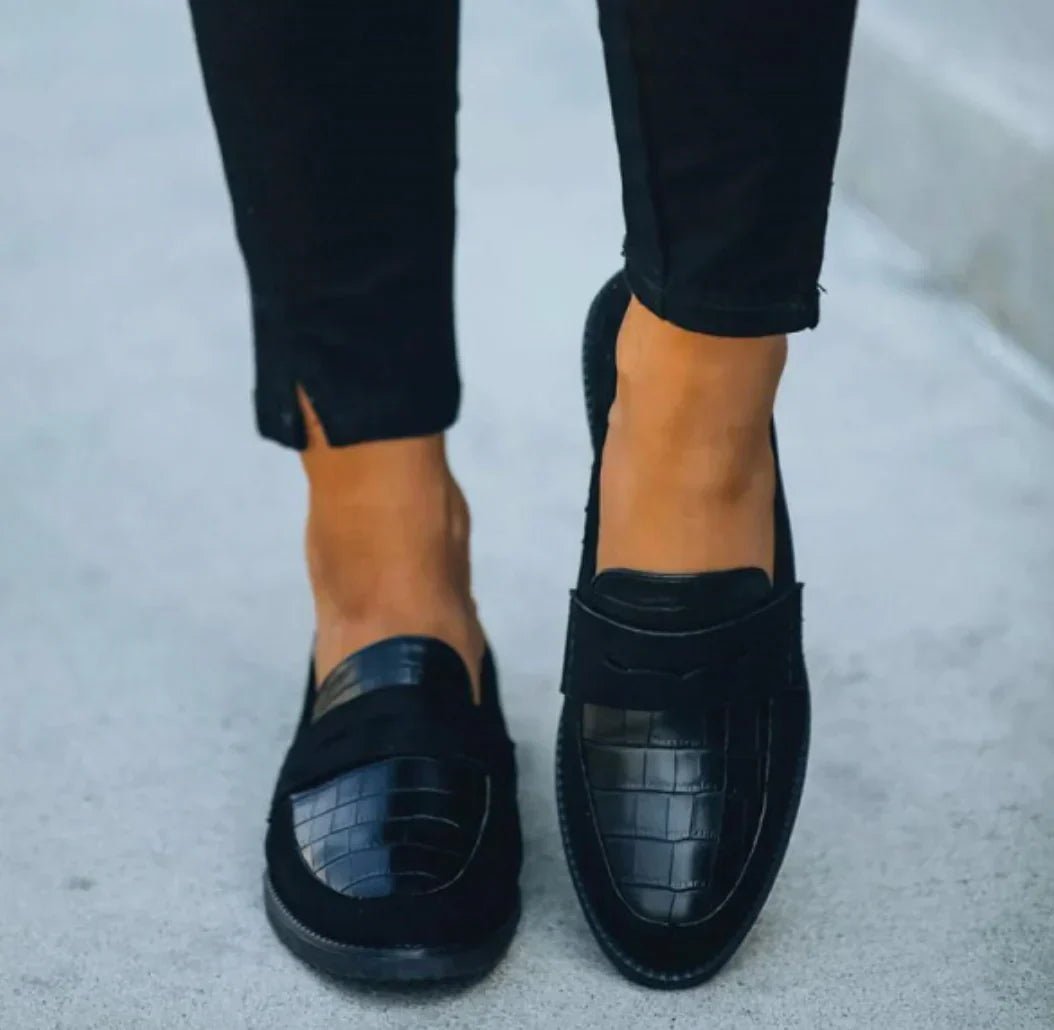 Damen Orthopädische Krokotextur Slip-On Leder-Loafers
