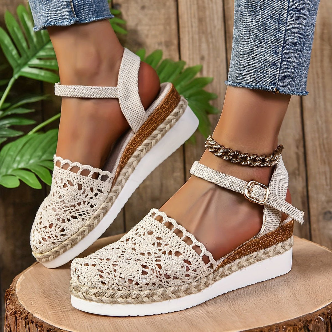 Damen Orthopädische Sandalen Häkel-Design Verstellbar - Beige