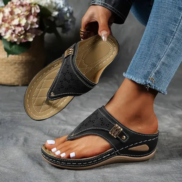 Damen Orthopädische Sandalen mit Fußbett - Black