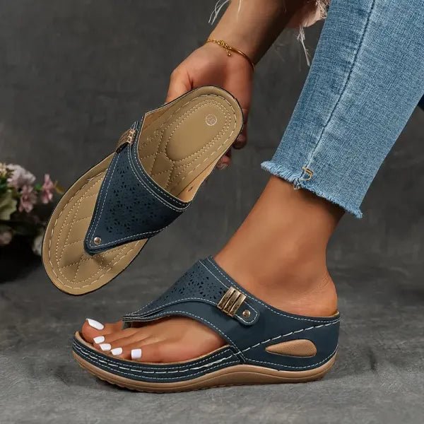 Damen Orthopädische Sandalen mit Fußbett - Blue