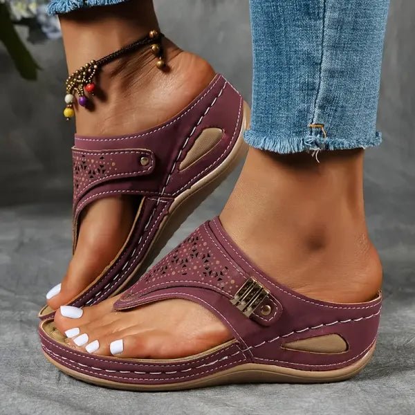 Damen Orthopädische Sandalen mit Fußbett - Bordeaux Red