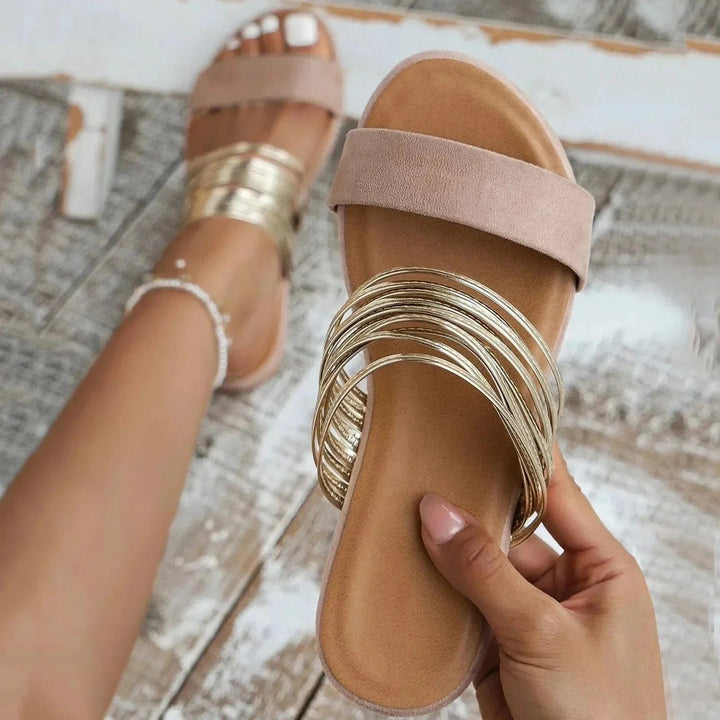 Damen Orthopädische Sandalen Slip-On Komfort Wildleder - Khaki