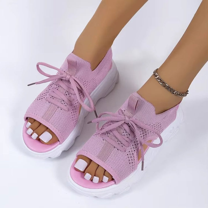Damen Orthopädische Sneaker-Sandalen mit Schnürung - Pink