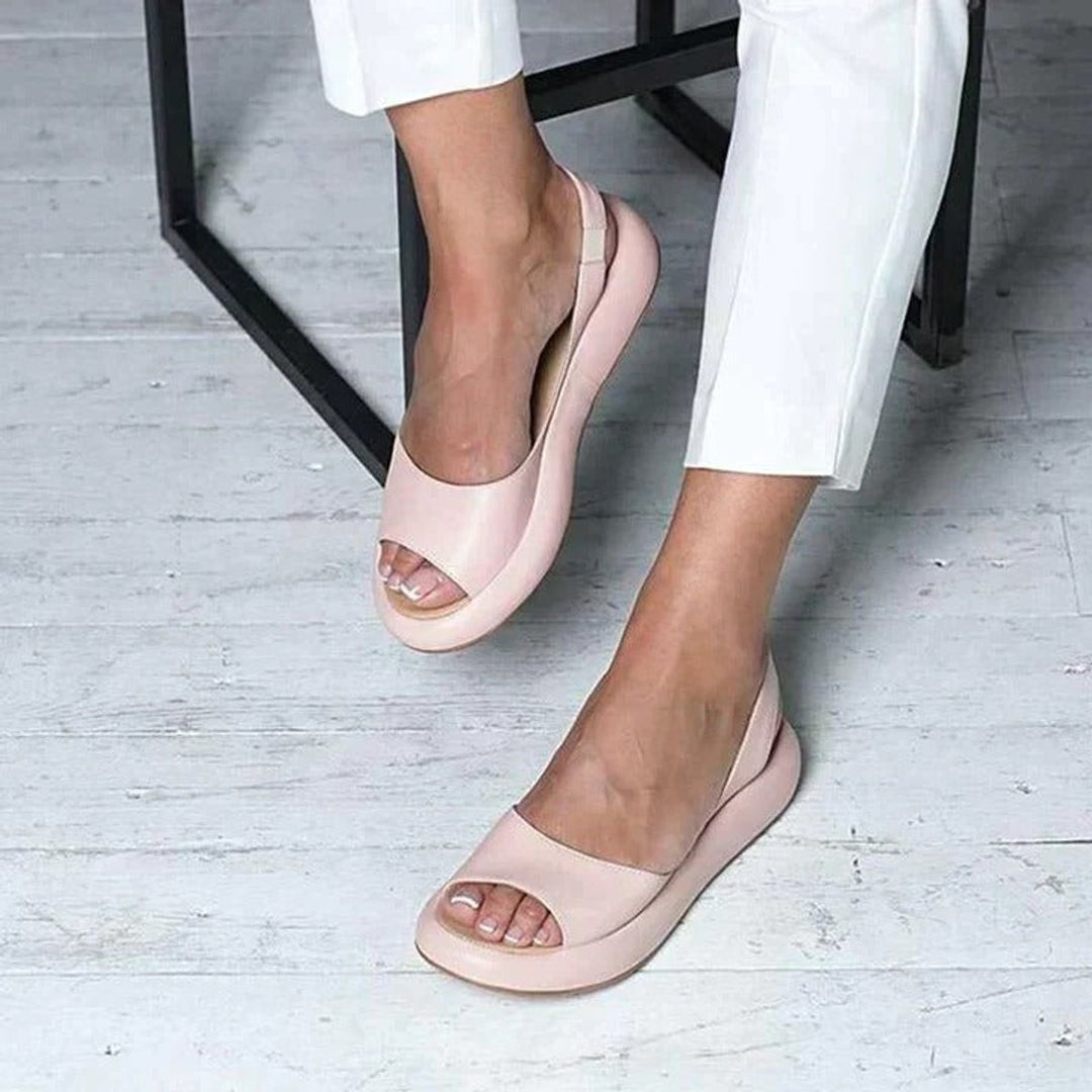 Damen Peep-Toe Slingback Comfortable Sandals Gepolsterte Flache Sandale - Rosa