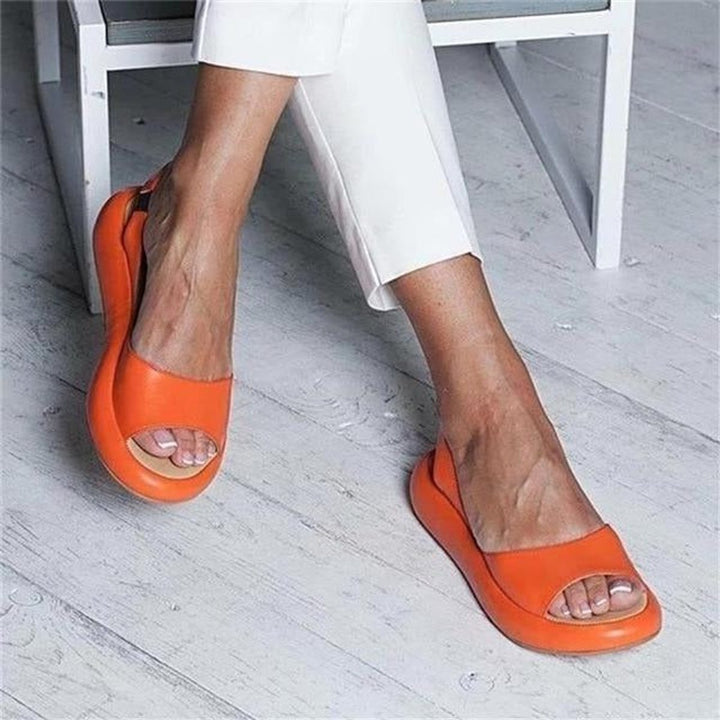 Damen Peep-Toe Slingback Comfortable Sandals Gepolsterte Flache Sandale - Orange