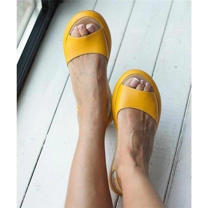 Damen Peep-Toe Slingback Comfortable Sandals Gepolsterte Flache Sandale - Gelb