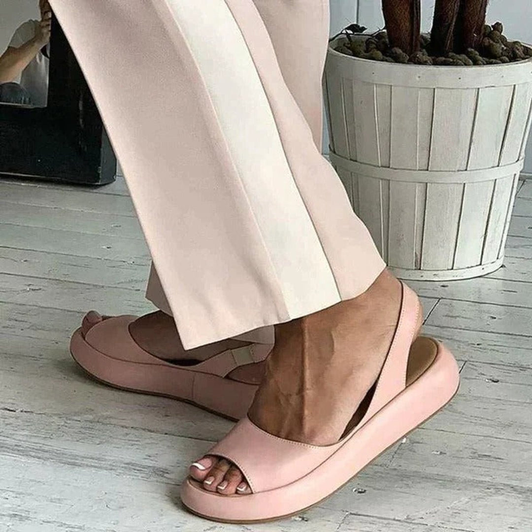 Damen Peep-Toe Slingback Comfortable Sandals Gepolsterte Flache Sandale
