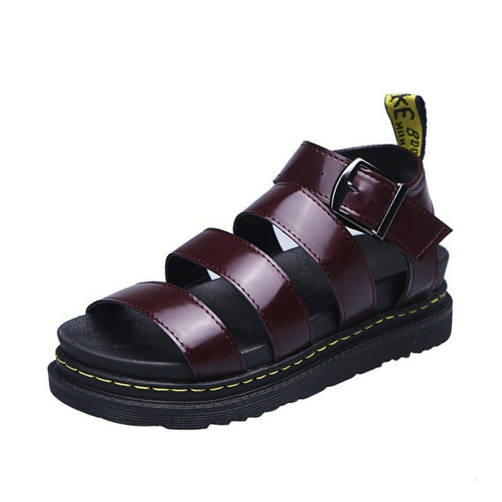 Damen Plateau-Riemchensandalen bequeme Sandalen mit Knöchelschnalle - Rot
