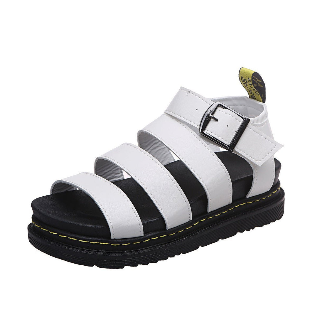 Damen Plateau-Riemchensandalen bequeme Sandalen mit Knöchelschnalle