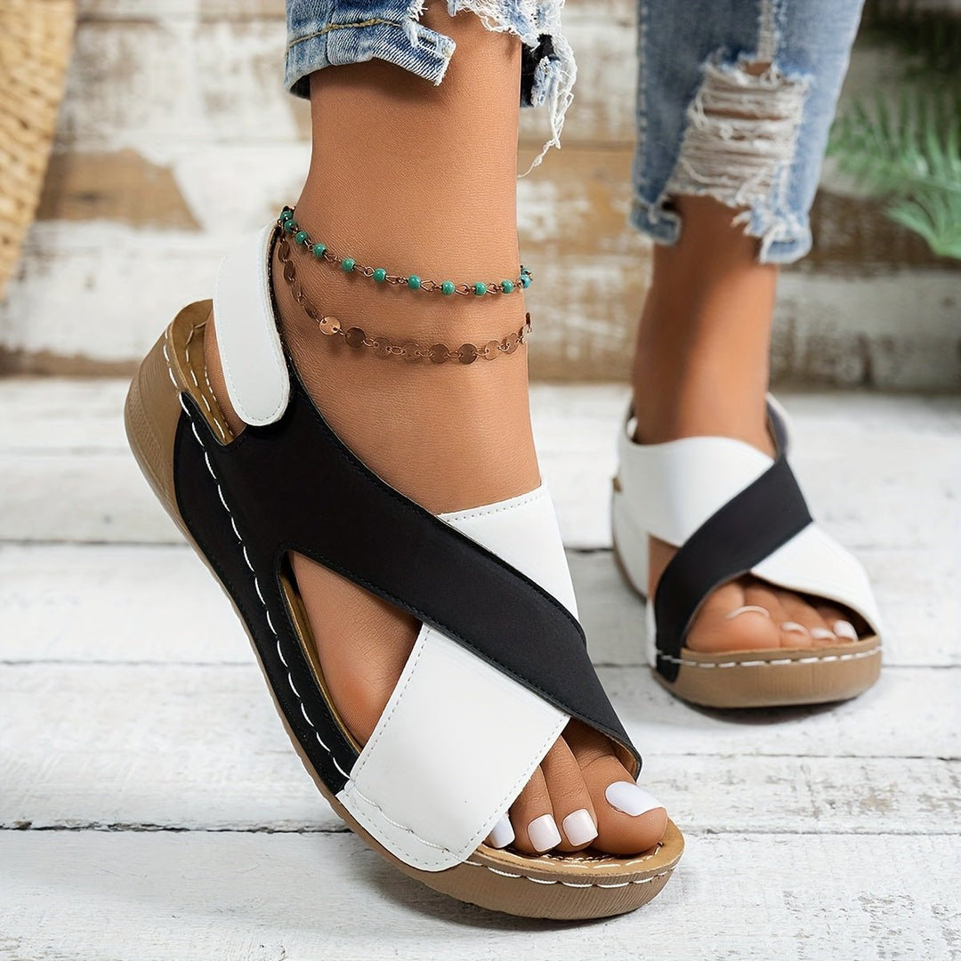 Damen Plateau Sandalen Crossover Riemen Komfort