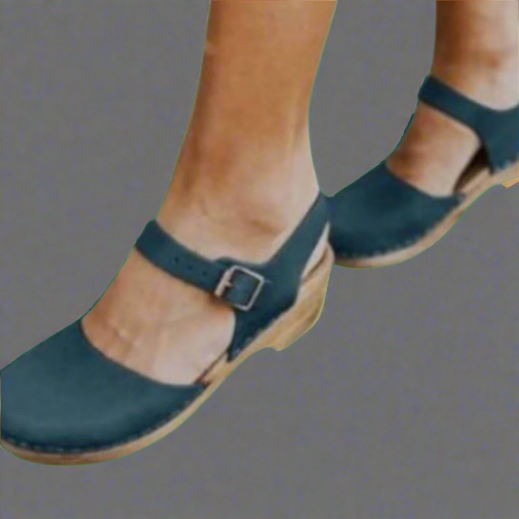 Damen Platform Sandalen Geschlossen Blockabsatz Komfort - Blue