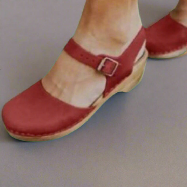 Damen Platform Sandalen Geschlossen Blockabsatz Komfort - Red