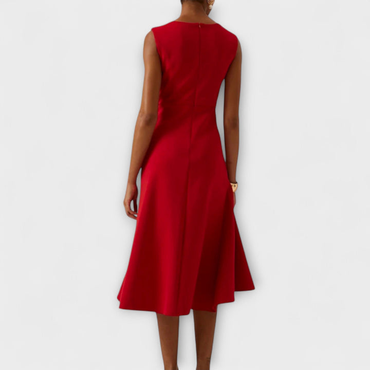 Damen Ärmellose Asymmetrische Midi-Kleid mit Plissee