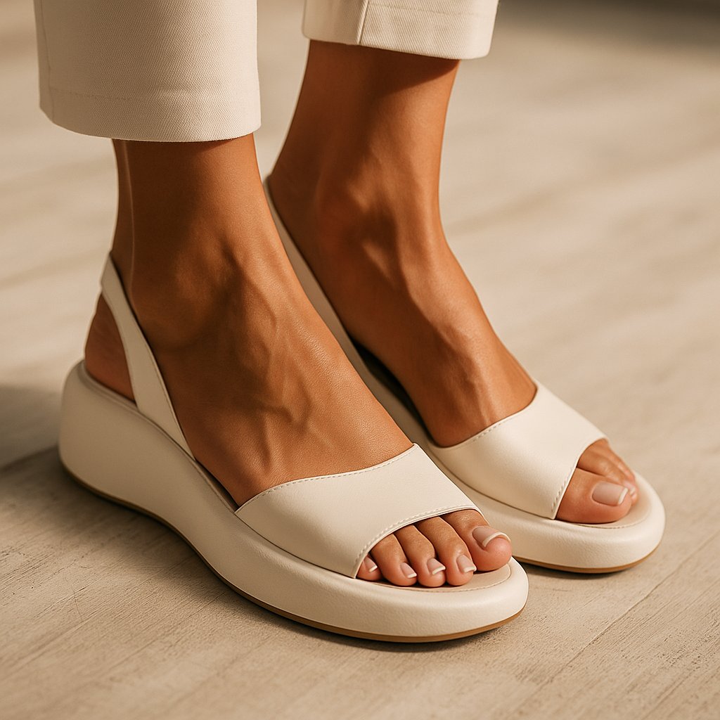 Damen Sandalen Ergonomisch Gepolstert Slingback Komfort - White