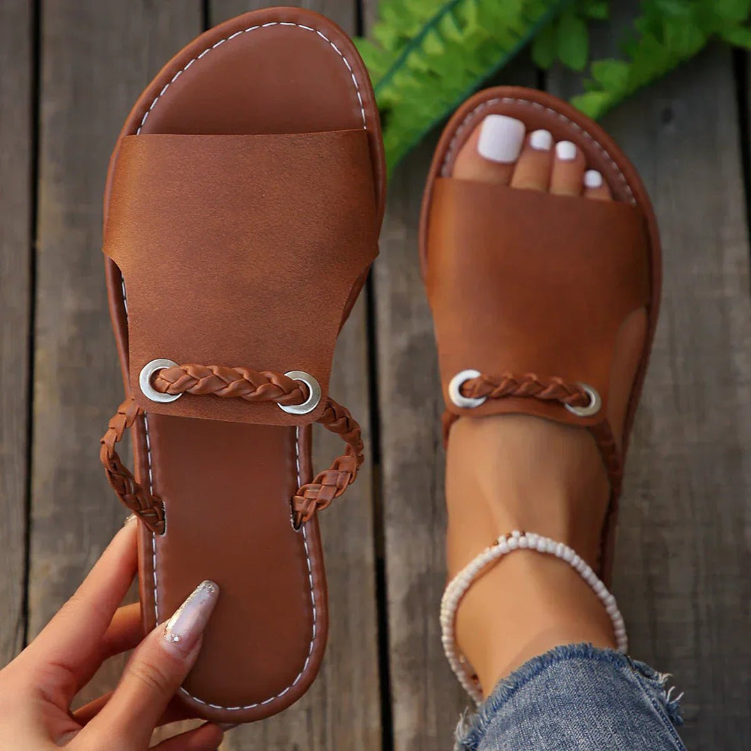 Damen Sandalen Geflochten Boho Komfort Sommer - Chocolate
