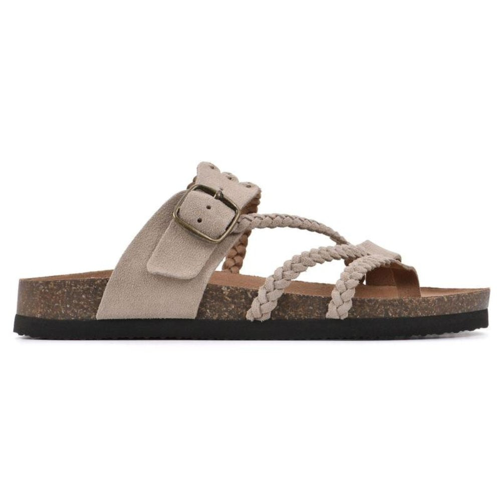 Damen Sandalen Geflochten mit Schnalle Zehentrenner - Beige