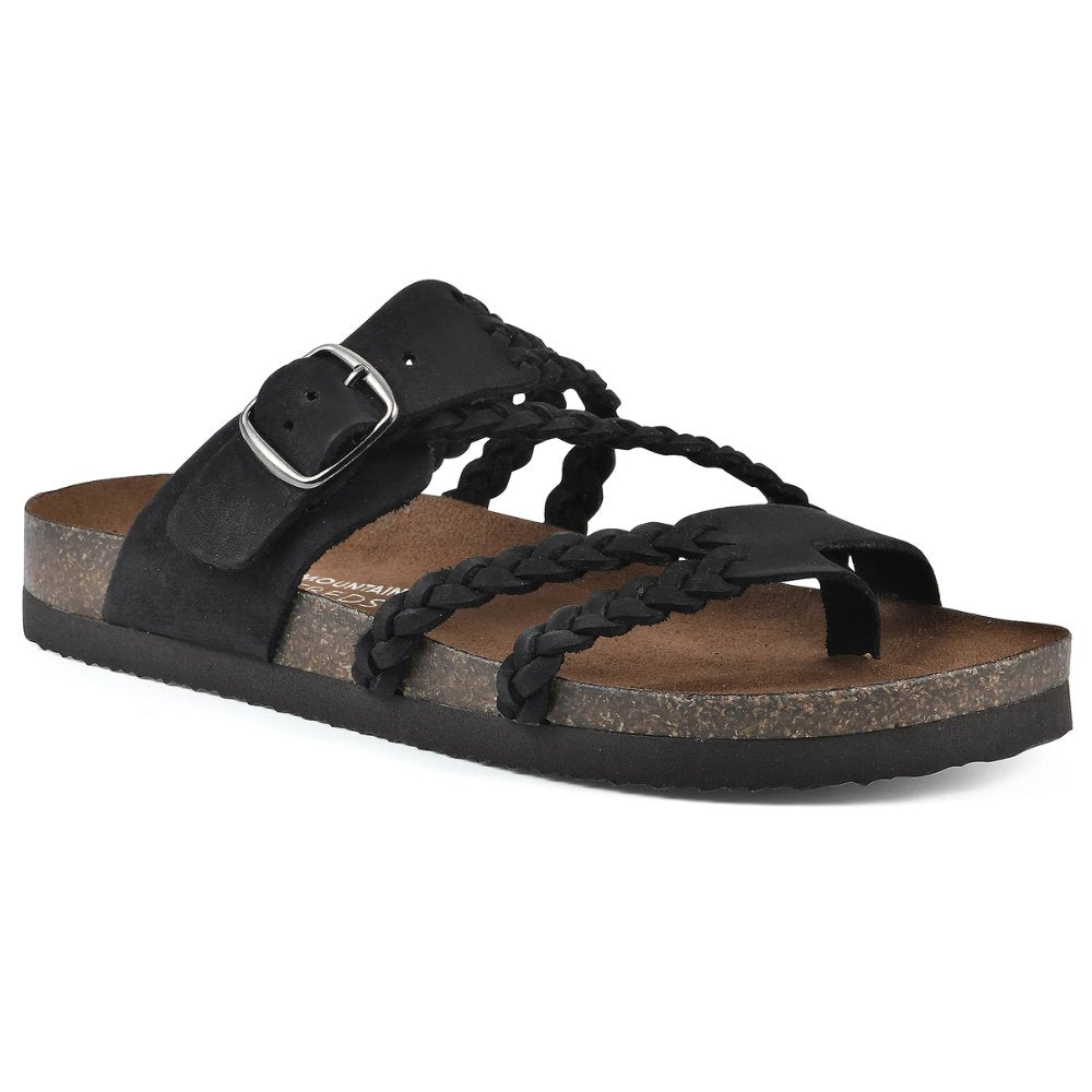 Damen Sandalen Geflochten mit Schnalle Zehentrenner - Black