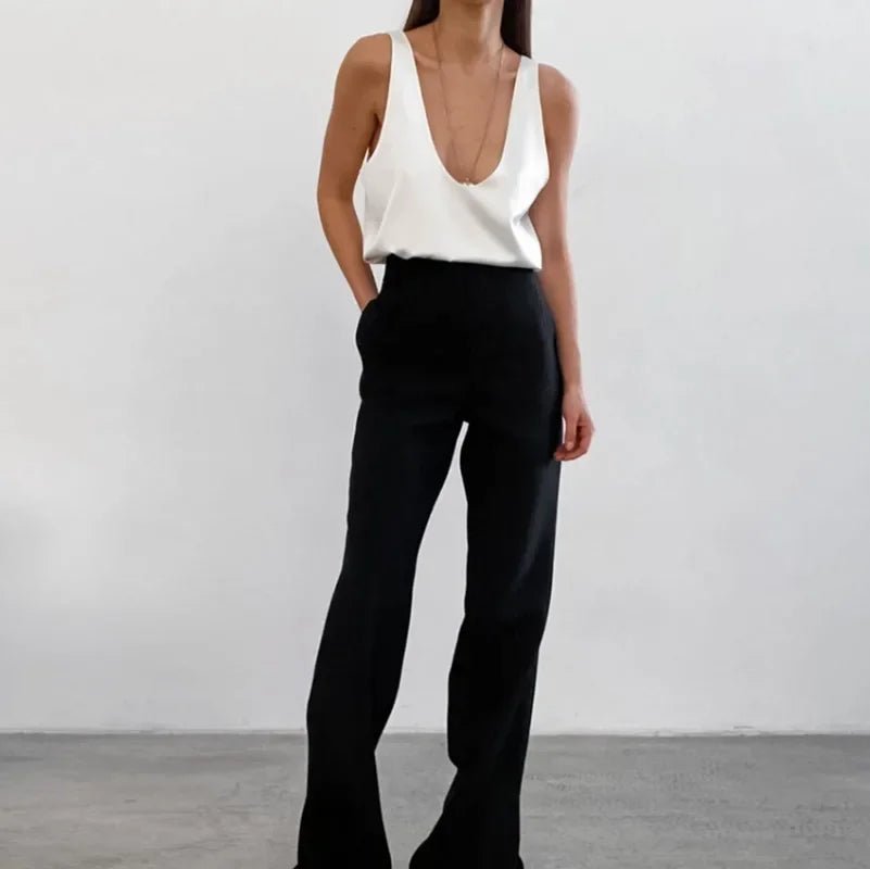 Damen Satin Tank Top Tief U-Ausschnitt Relaxed Fit