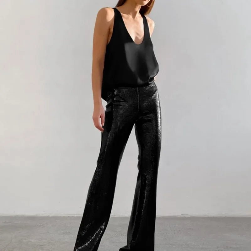 Damen Satin Tank Top Tief U-Ausschnitt Relaxed Fit