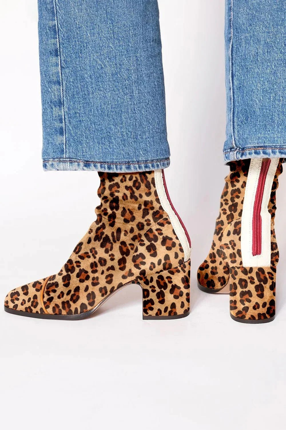 Damen Stiefeletten Blockabsatz Quadratische Zehenpartie