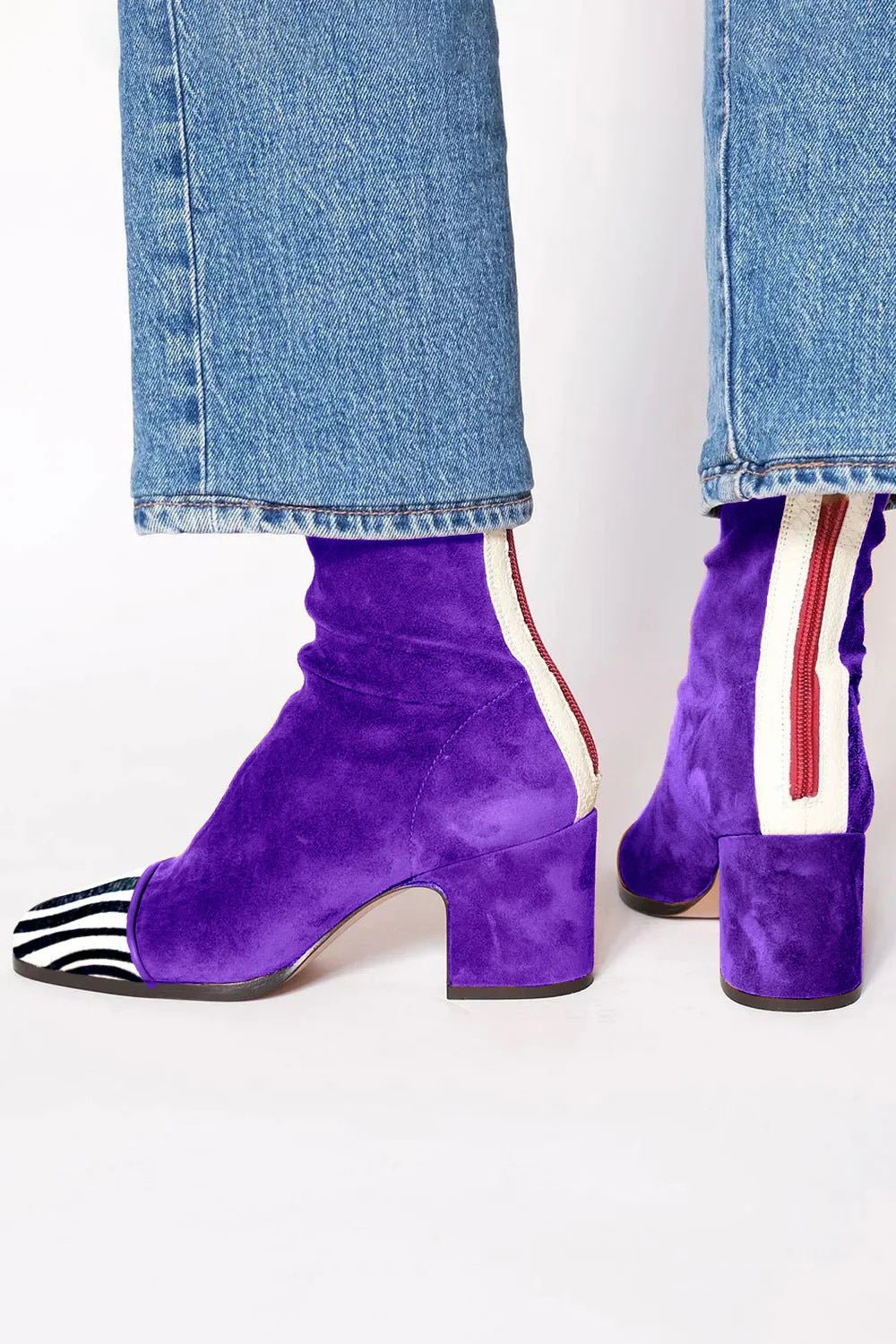 Damen Stiefeletten Blockabsatz Quadratische Zehenpartie - Purple