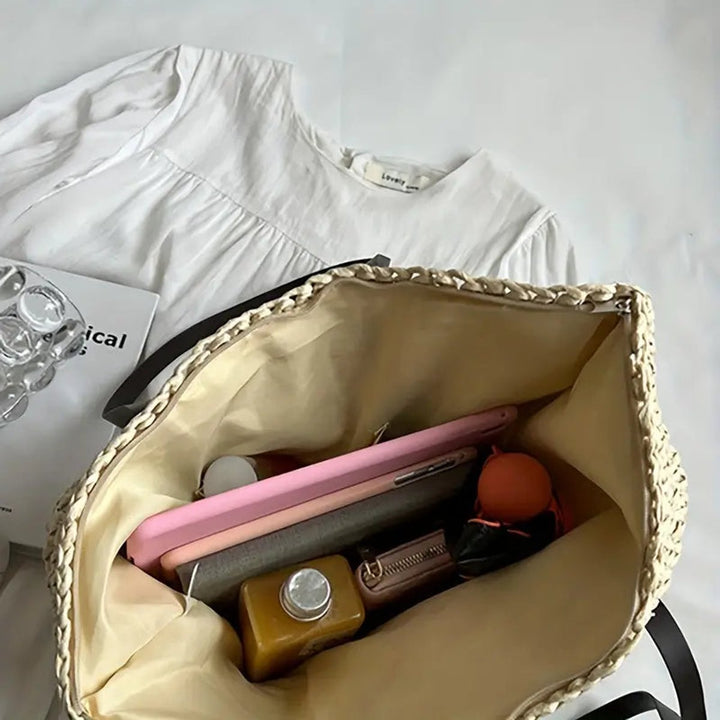 Damen Tote Bag große geflochtene Bohemian Strandtasche