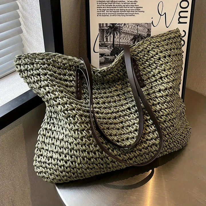 Damen Tote Bag große geflochtene Bohemian Strandtasche