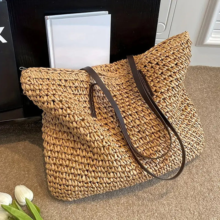 Damen Tote Bag große geflochtene Bohemian Strandtasche