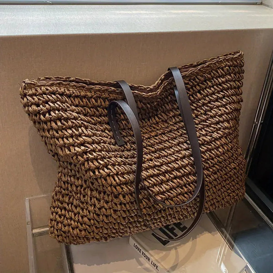 Damen Tote Bag große geflochtene Bohemian Strandtasche