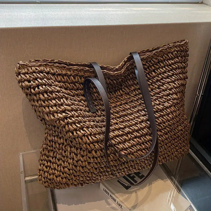 Damen Tote Bag große geflochtene Bohemian Strandtasche