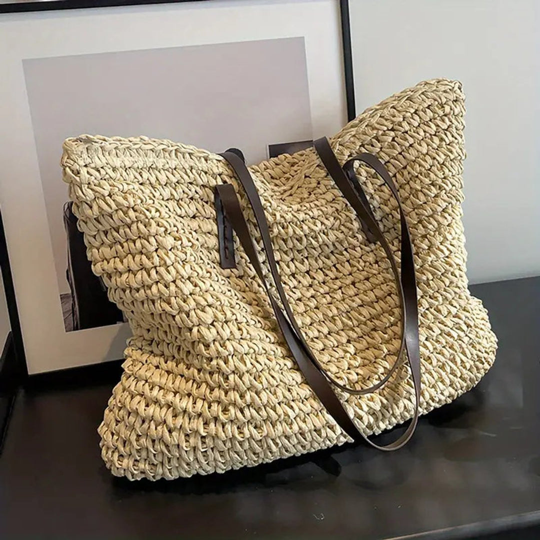 Damen Tote Bag große geflochtene Bohemian Strandtasche
