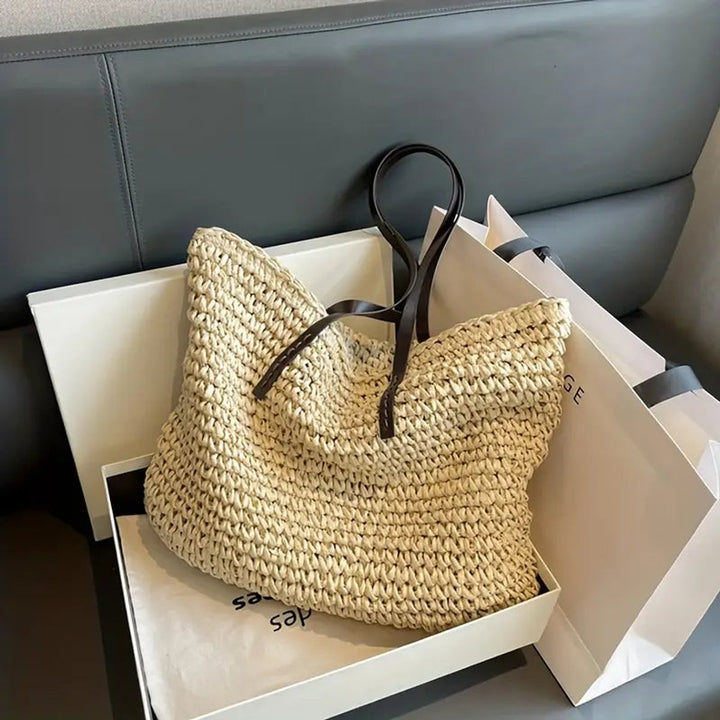 Damen Tote Bag große geflochtene Bohemian Strandtasche