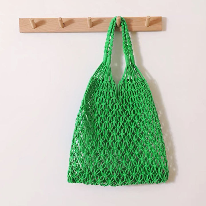 Damen Tote Bag Häkel-Einkaufstasche aus 100% Baumwolle Makramee