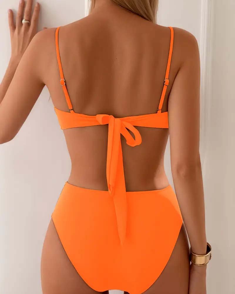 Damen Zweiteiliger Bikini mit Metallic-Akzenten