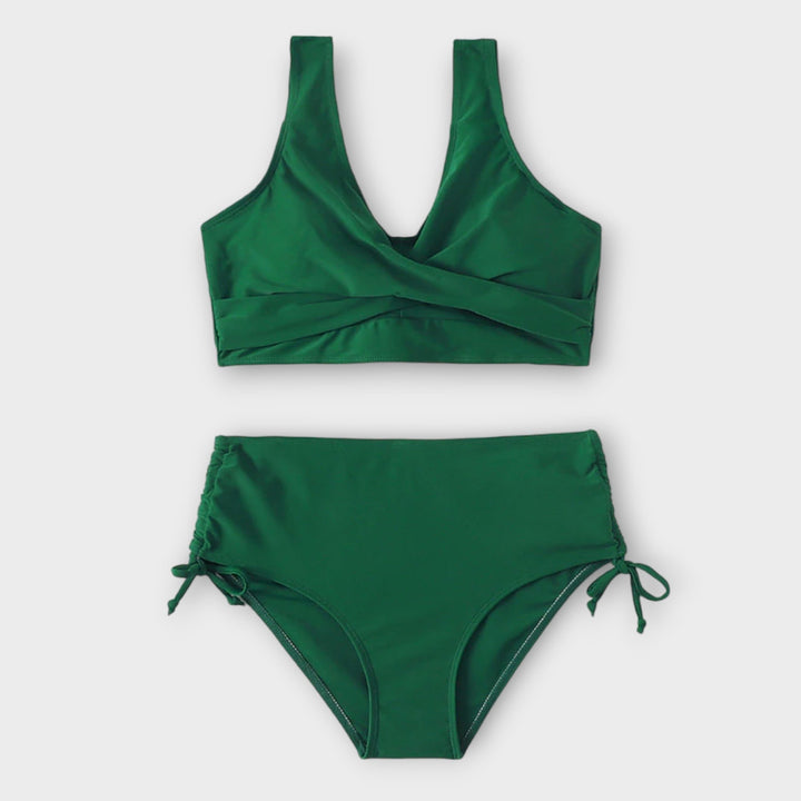Damen Zweiteiliger Wickel-Bikini mit Raffung