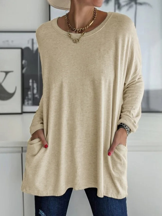 Selina | Damen Lockeres Langarmshirt