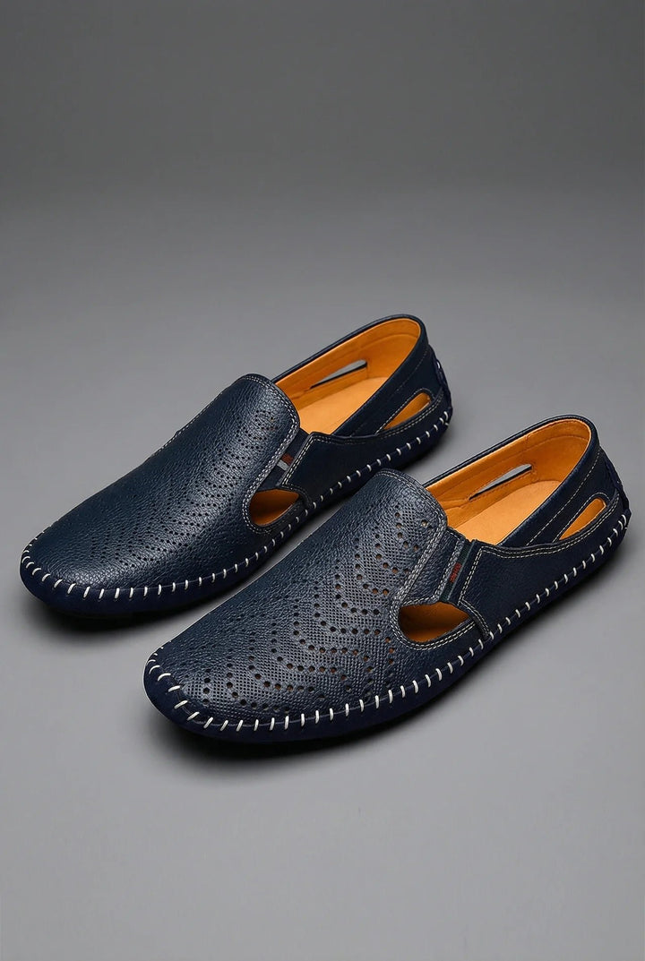 Herren Atmungsaktive Perforierte Slip-On Sommer-Loafer - Navy