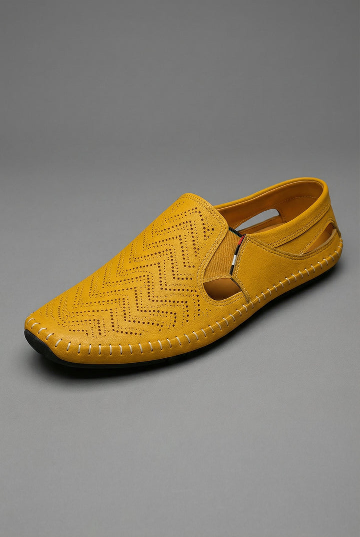 Herren Atmungsaktive Perforierte Slip-On Sommer-Loafer - Yellow