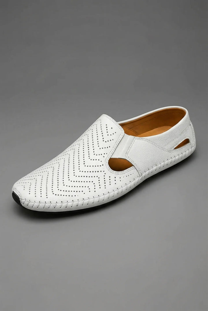 Herren Atmungsaktive Perforierte Slip-On Sommer-Loafer - White