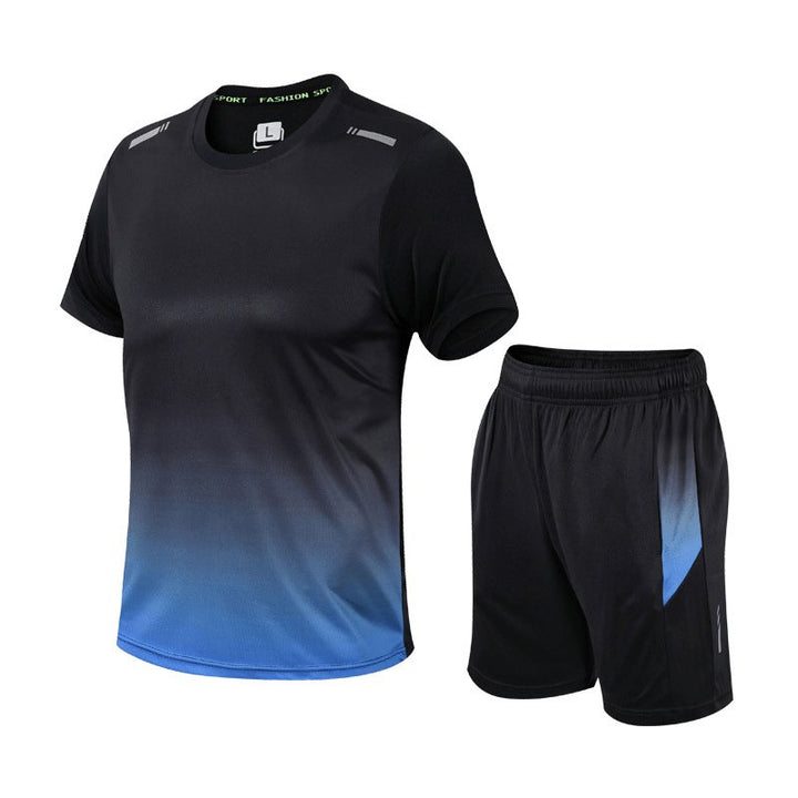 Herren Atmungsaktives Schnelltrocknendes Sportset T-Shirt Shorts - Blauw