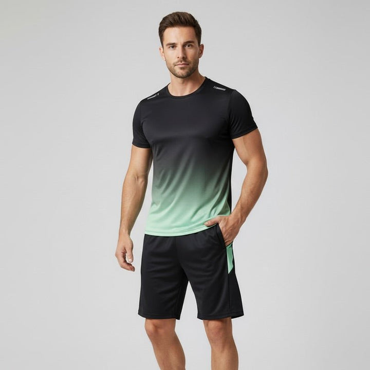 Herren Atmungsaktives Schnelltrocknendes Sportset T-Shirt Shorts